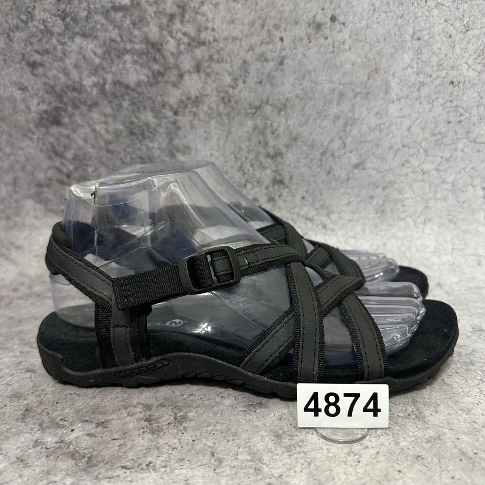 Merrell Terran Ari Lattice Sandals Womens 6 Black Strappy Outdoor Comfort J94020